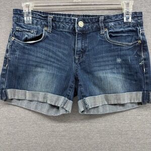 Aeropostale Womens Denim Shorts Dark Wash Cuffed Size 7/8 Stretch Jean Shorts